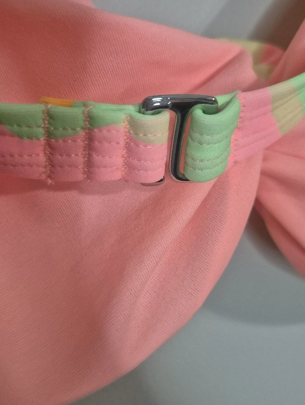 Colorblock Twist Bikini Top - Neon Pink, Mint, Orange, Cream Womens XXL (19)